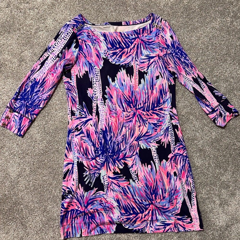 Lilly Pulitzer Palms Up Navy Dress with Pink & Purple Accents